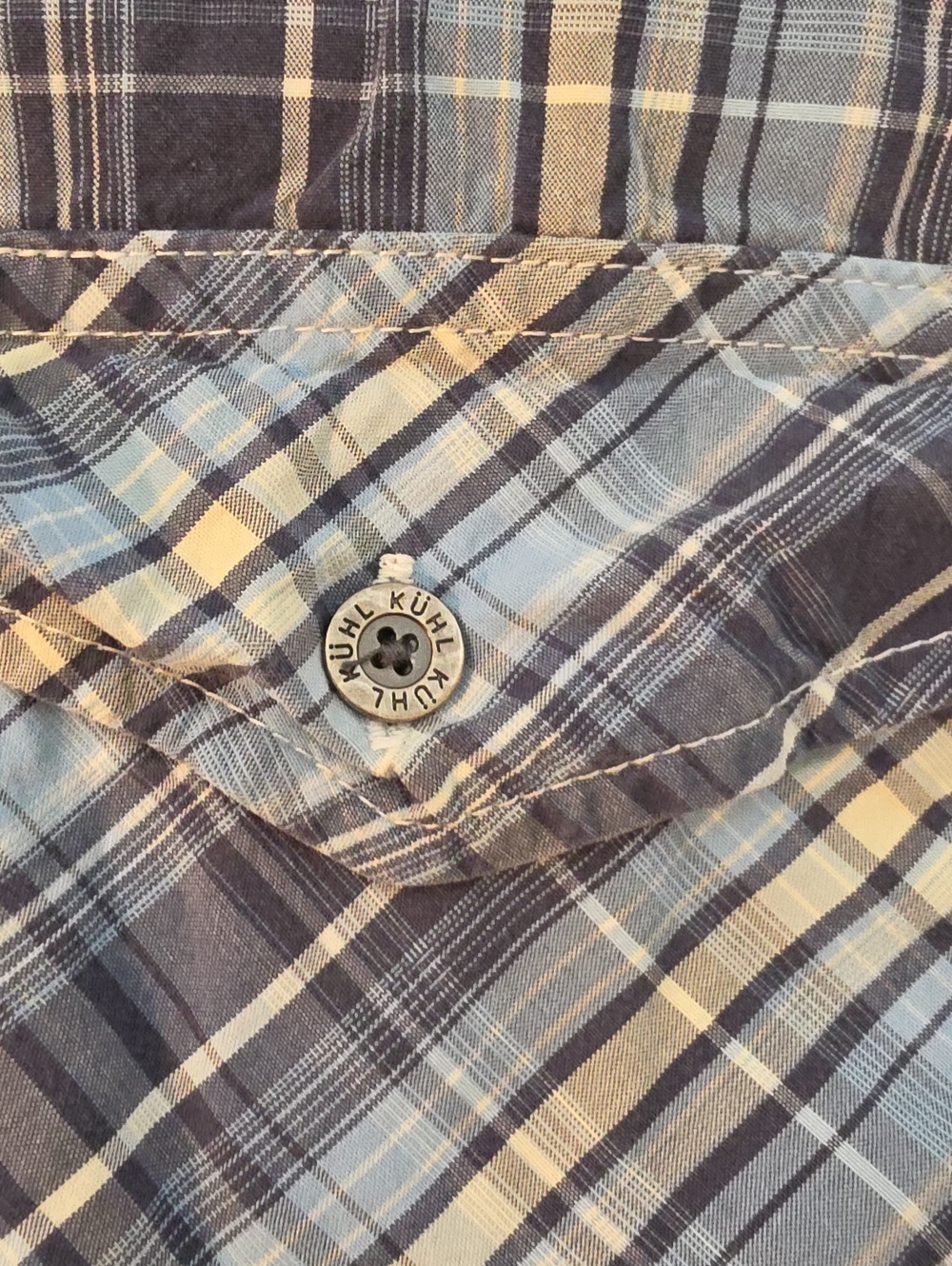 Kuhl Men's Short-Sleeve Blue Plaid Suncel Button-Down Shirt - Picture 5 of 5